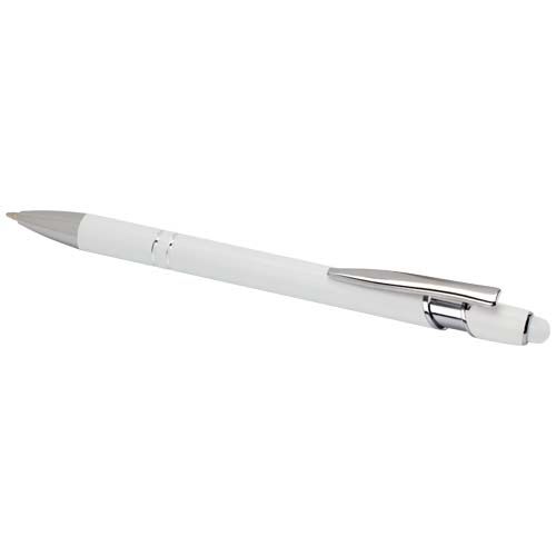 white Bolígrafo con acabado plateado