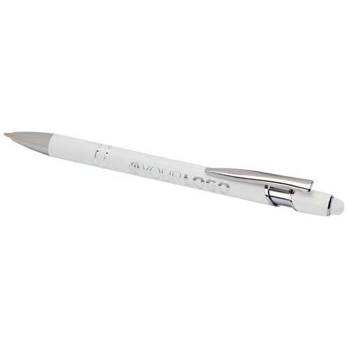 white Bolígrafo con acabado plateado