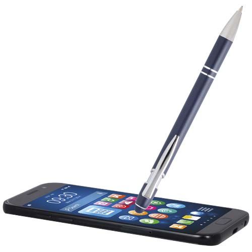 azul marino Bolígrafo con acabado plateado