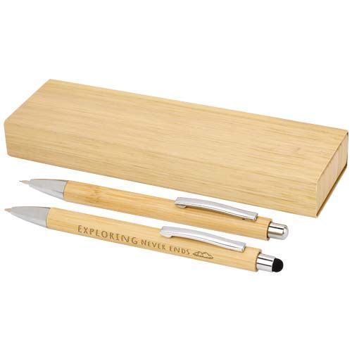 Set stylo bille et porte-mine Oblys en bambou (encre noire) - 2