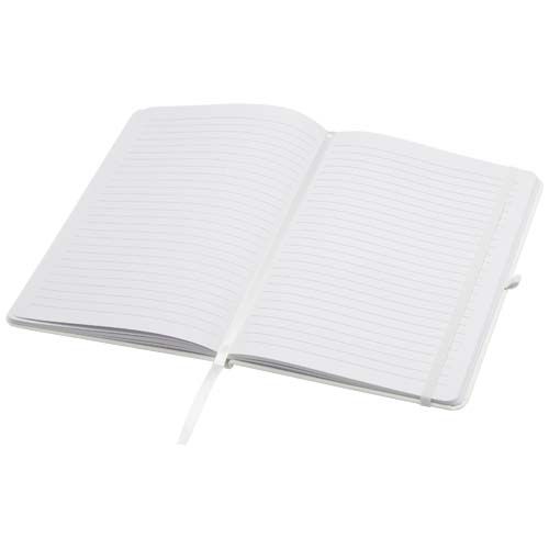 white Libreta de tapa dura A5 de material reciclado con páginas rayadas