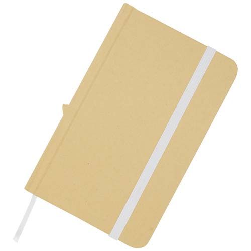 white Libreta de tapa dura A6 de material reciclado con páginas lisas