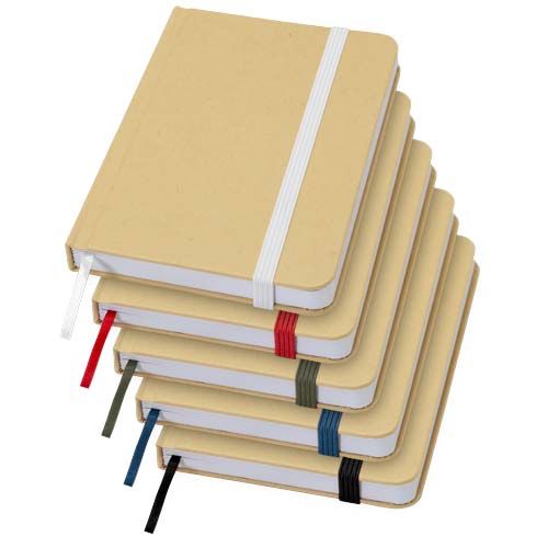 white Libreta de tapa dura A6 de material reciclado con páginas lisas