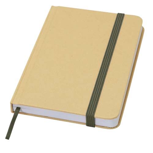 LIBRETA DE TAPA DURA A6 DE MATERIAL RECICLADO CON PÁGINAS LISAS 