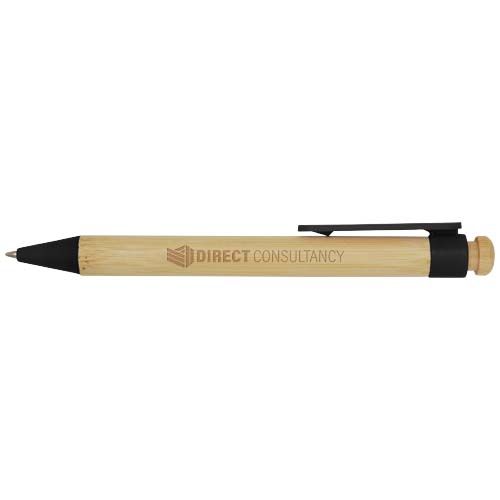 black Bolígrafo de bambú y plástico reciclado
