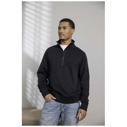 Sudadera unisex de material reciclado con cremallera 1/4 Aware™ de 280 g/m² Tin