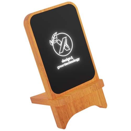 Cargador inalámbrico de madera de 15 W luminoso 