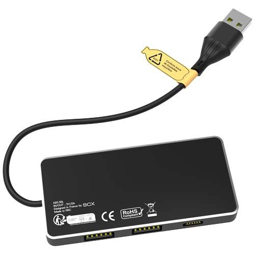 black Hub USB 8 en 1 con doble entrada y 6 puertos