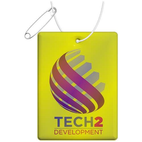 amarillo neón Colgante rectangular ligero de PVC reflectante, tamaño grande