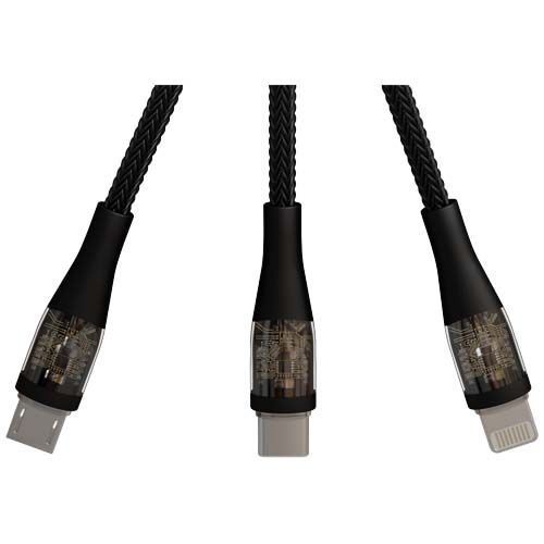 Cable de carga rápida de 60 W 5 en 1 de rPET con pantalla 