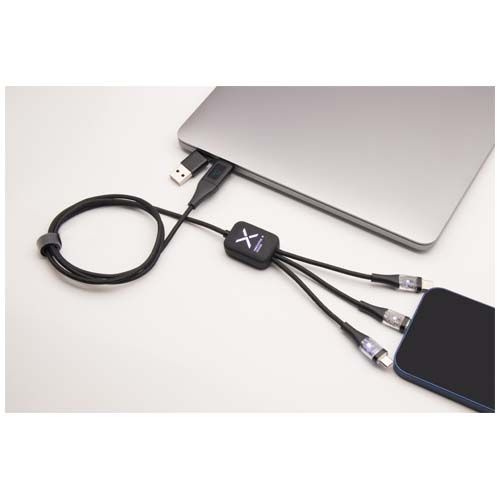 black Cable de carga rápida de 60 W 5 en 1 de rPET con pantalla