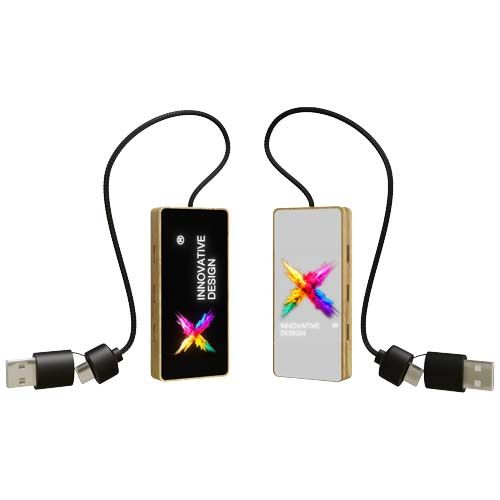 Hub USB 8 en 1 de madera con doble entrada y 6 puertos 