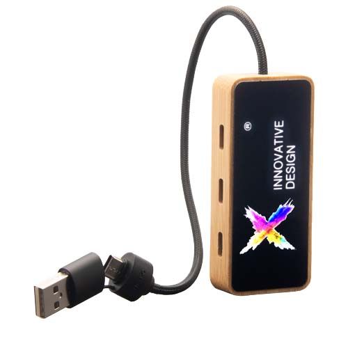 HUB USB 8 EN 1 DE MADERA CON DOBLE ENTRADA Y 6 PUERTOS 