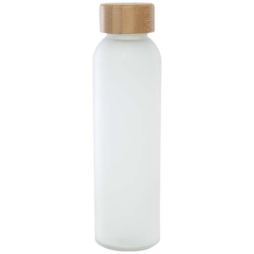 Botella de 500 ml de vidrio sodocálcico mate con tapa de bambú  