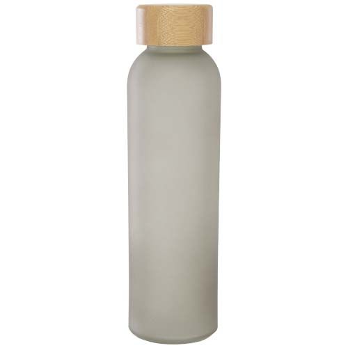 gray Botella de 500 ml de vidrio sodocálcico mate con tapa de bambú