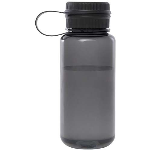 black Botella deportiva de RPET con certificado RCS, de 900 ml y con tapa multifunción
