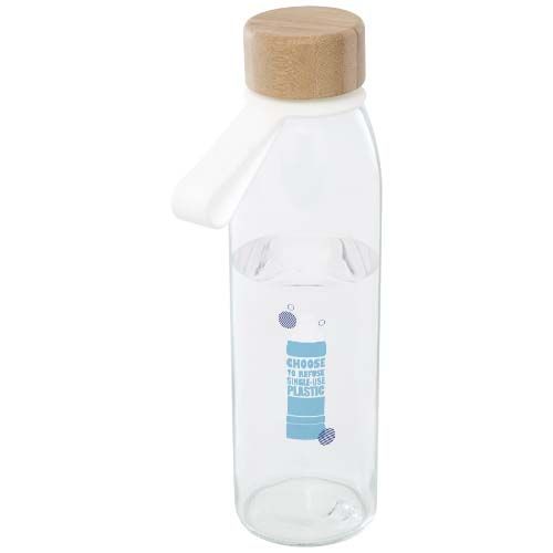 Bouteille d'eau en verre Porto de 500 ml avec poignée en silicone et couvercle en bambou - 2
