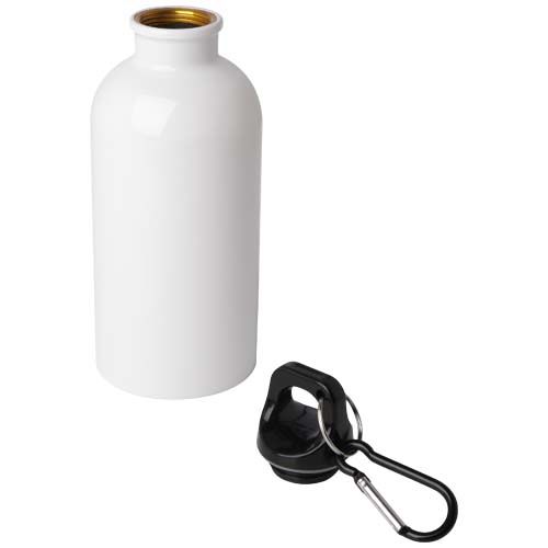 white Bidón de 400 ml de acero inoxidable con certificado RCS con mosquetón