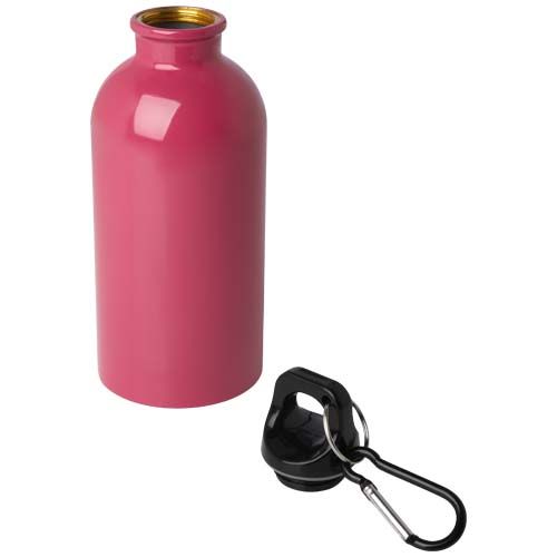 magenta Bidón de 400 ml de acero inoxidable con certificado RCS con mosquetón
