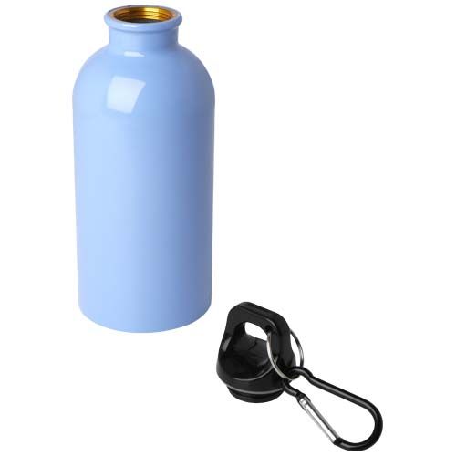 azul celeste Bidón de 400 ml de acero inoxidable con certificado RCS con mosquetón