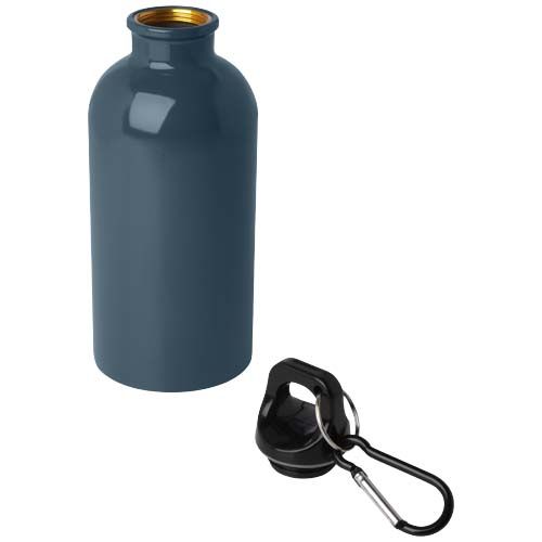azul oscuro Bidón de 400 ml de acero inoxidable con certificado RCS con mosquetón