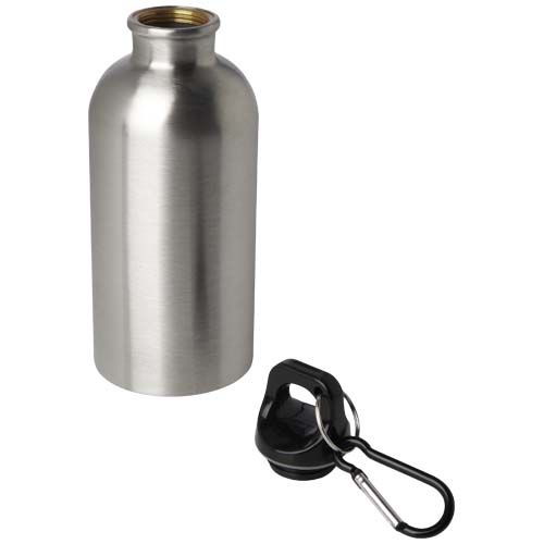 plateado Bidón de 400 ml de acero inoxidable con certificado RCS con mosquetón