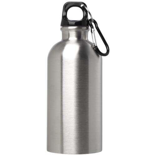 plateado Bidón de 400 ml de acero inoxidable con certificado RCS con mosquetón