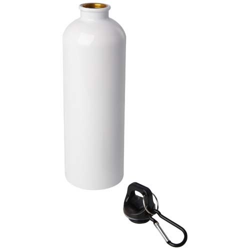 white Bidón de 750 ml de acero inoxidable con certificado RCS con mosquetón