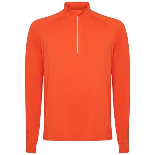 naranja fuego Sudadera de manga larga con media cremallera para hombre