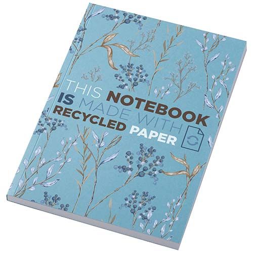 LIBRETA A5 DE TAPA BLANDA CON 100 HOJAS DE PAPEL RECICLADO