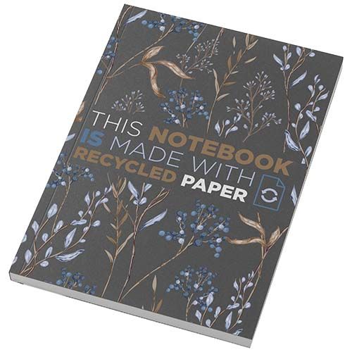 LIBRETA A5 DE TAPA BLANDA CON 100 HOJAS DE PAPEL RECICLADO 