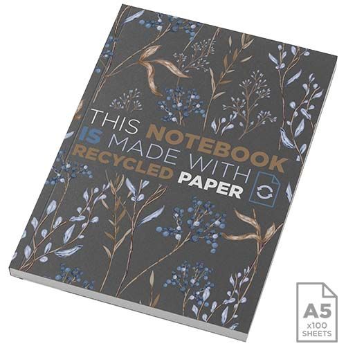 Libreta A5 de tapa blanda con 100 hojas de papel reciclado 