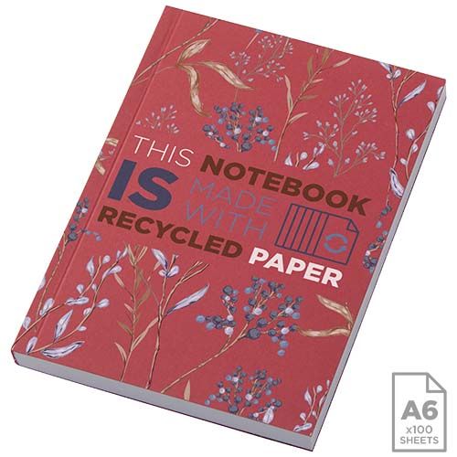 Libreta A6 de tapa blanda con 100 hojas de papel reciclado 