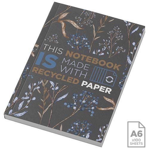 Libreta A6 de tapa blanda con 100 hojas de papel reciclado 