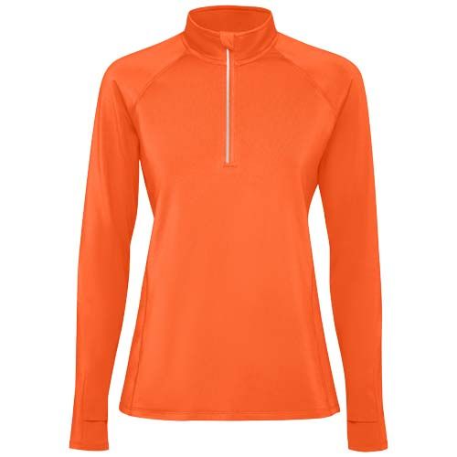 naranja fuego Sudadera de manga larga con media cremallera para mujer de 200 g/m²