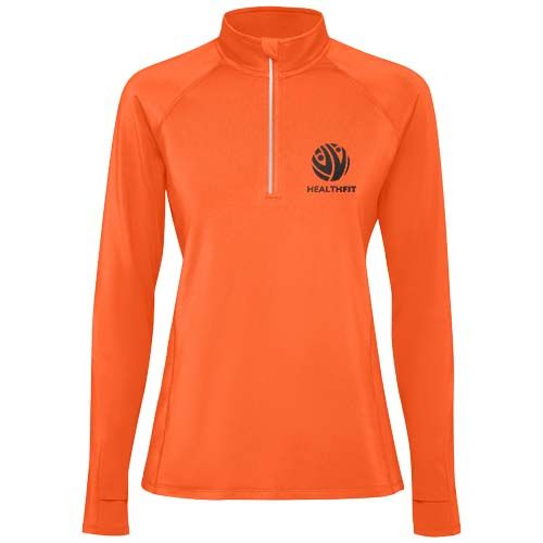 naranja fuego Sudadera de manga larga con media cremallera para mujer de 200 g/m²
