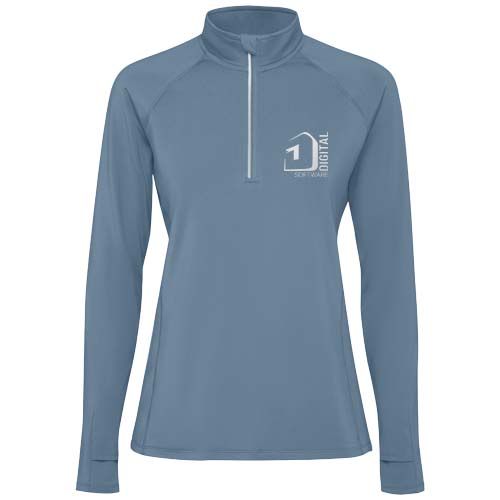 azul tormenta Sudadera de manga larga con media cremallera para mujer