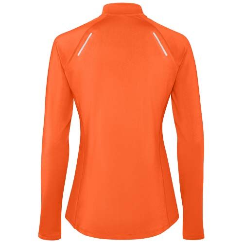 naranja fuego Sudadera de manga larga con media cremallera para mujer