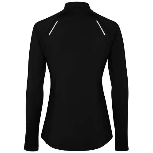 black Sudadera de manga larga con media cremallera para mujer