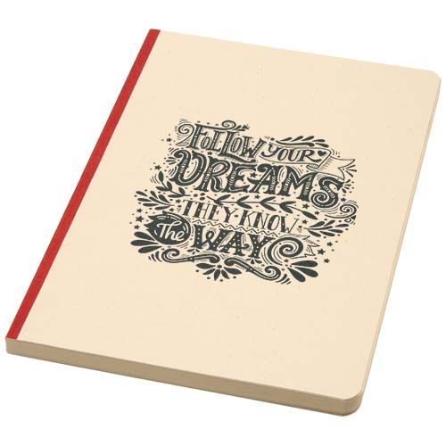 rojo de ladrillo Libreta A5 de tapa blanda de RPET y caña de azúcar