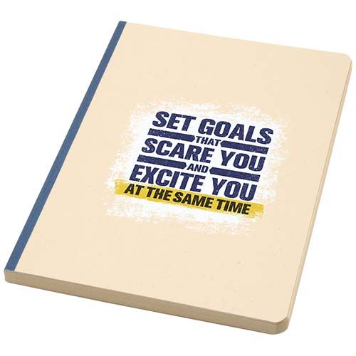 Libreta A5 de tapa blanda de RPET y caña de azúcar 