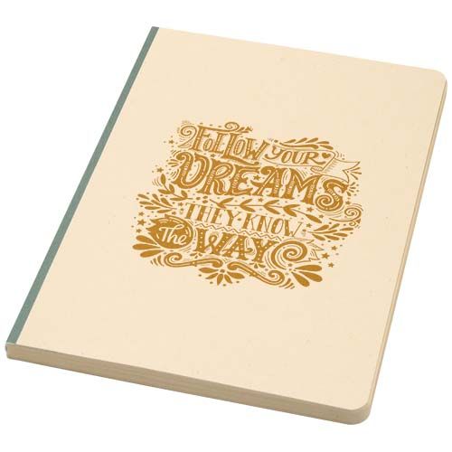 Libreta A5 de tapa blanda de RPET y caña de azúcar 