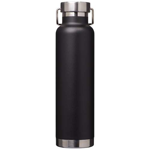 black Botella de 650 ml de acero inoxidable reciclado con certificado RCS con aislamiento de cobre