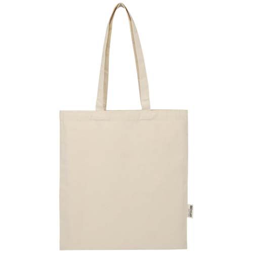 Bolsa Tote de 7 L de algodón reciclado de 140 g/m² con certificado GRS Madras Blend