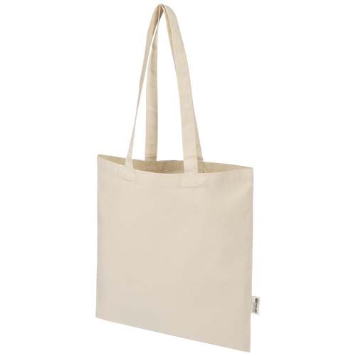 Bolsa Tote de 7 L de algodón reciclado de 140 g/m² con certificado GRS Madras Blend