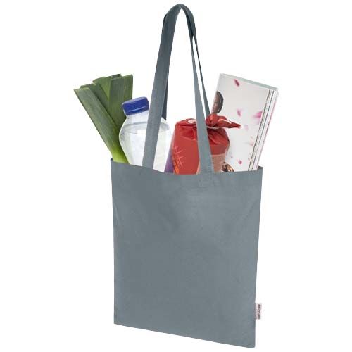 Bolsa Tote de 7 L de algodón reciclado de 140 g/m² con certificado GRS 