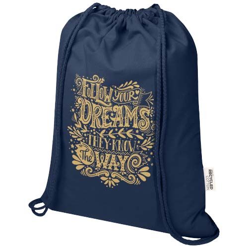 Bolsa de 5 L con cordón de algodón reciclado de 140 g/m² con certificado GRS 