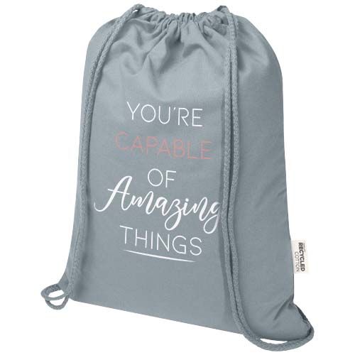 Bolsa de 5 L con cordón de algodón reciclado de 140 g/m² con certificado GRS 