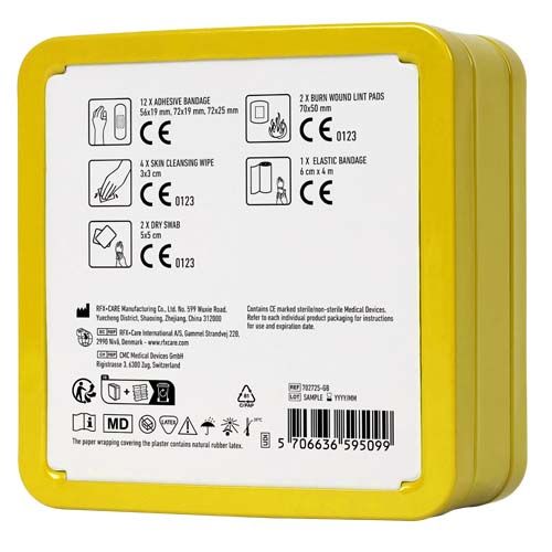 yellow Kit de primeros auxilios en caja metálica