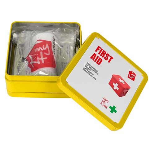 yellow Kit de primeros auxilios en caja metálica